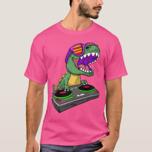 T-shirt T-Rex Dj Party Club Disque Jockey Dinosaur Dino Ed