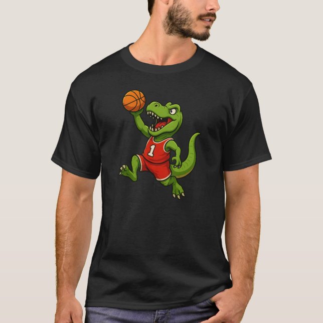 T-shirt T-Rex Dunk : Le Dinosaure de Basket-ball (Devant)
