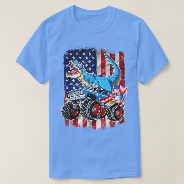 T-shirt T Rex équitation Monster Truck 4 juillet American  (Design devant)