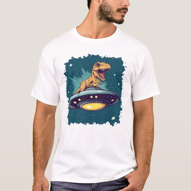 T-shirt T-Rex équitation UFO (Devant)