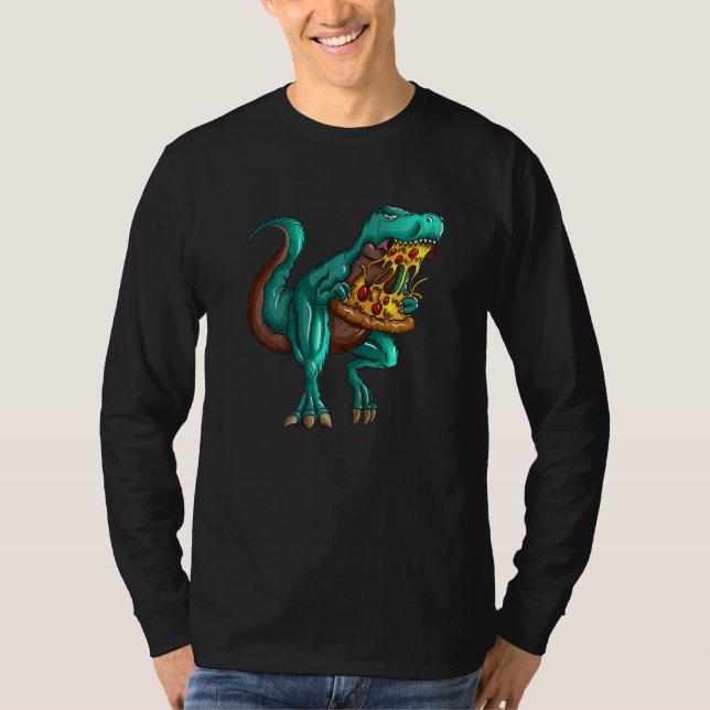 T-shirt T rex Fast Food  Tyrannosaurus Rex Eats Pizza Fan (Devant)