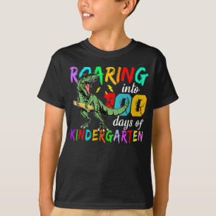 T-shirt T-Rex Gravant Dans 100 Jours De Maternelle