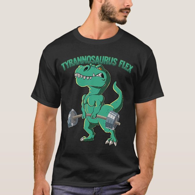 T-shirt T Rex Gym Bodybuilding Tyrannosaurus Flex (Devant)