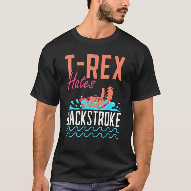 T-shirt T-Rex Hates Baignade contre-attaque (Devant)