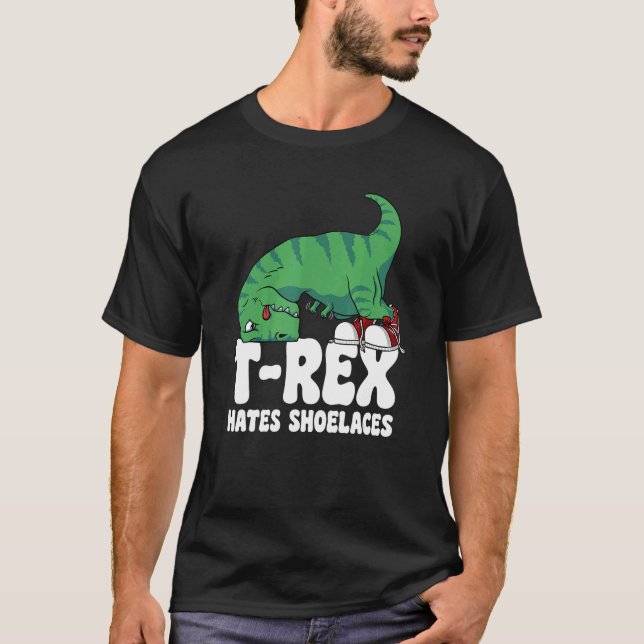T-shirt T Rex Hates Shoelaces Armoiries courtes Dino TRex  (Devant)