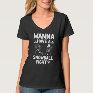 T-shirt T Rex Hates Snowball Combats Funny Snow Throwing S