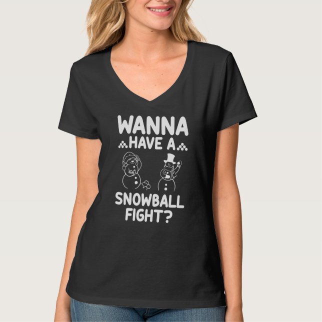 T-shirt T Rex Hates Snowball Combats Funny Snow Throwing S (Devant)