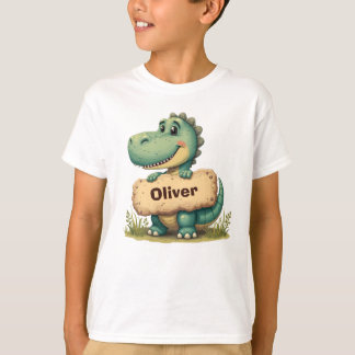 T-shirt T-Rex Joueur avec panneau de nom de pierre