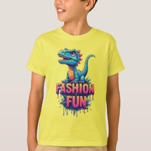 T-shirt T-Rex Mignon Coloré Avec Typographie De Mode Amusa