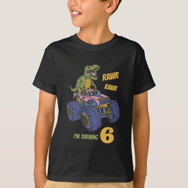 T-shirt T-Rex Monster Truck Rawr Dinosaur Anniversaire de  (Devant)