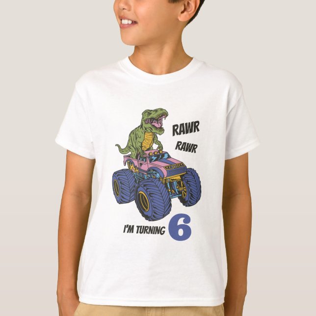 T-shirt T-Rex Monster Truck Roar Dinosaur Anniversaire de  (Devant)