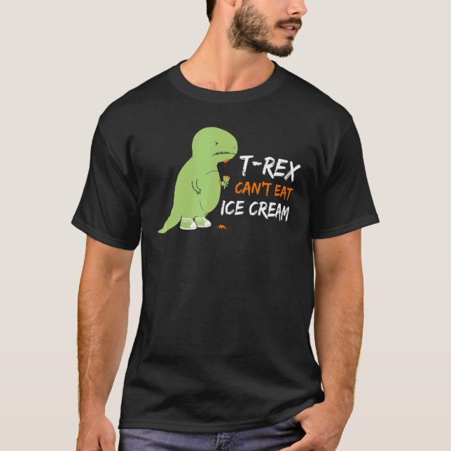 T-shirt T Rex ne peut pas manger de crème glacée à bras co (Devant)