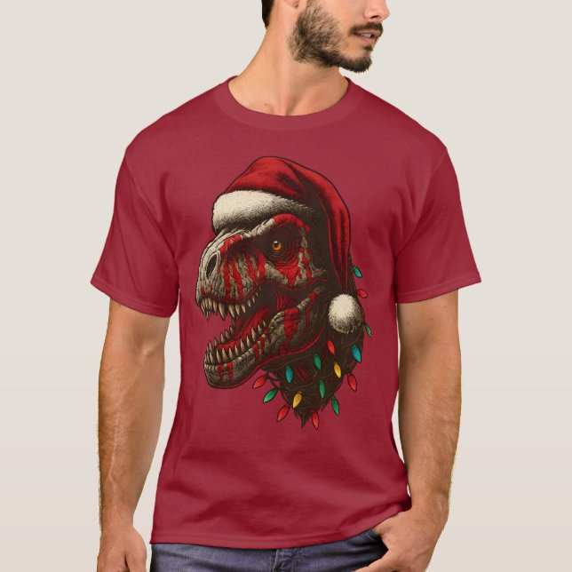 T-shirt T-Rex Père Noël Dinosaur Noël (Devant)