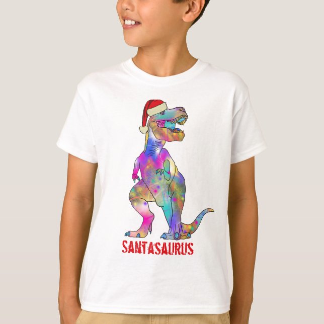 T-shirt T-Rex Père Noël Dinosaure Noël (Devant)