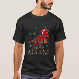 T-shirt T Rex Plaid Red Buffalo Dinosaur Pajamas de Noël
