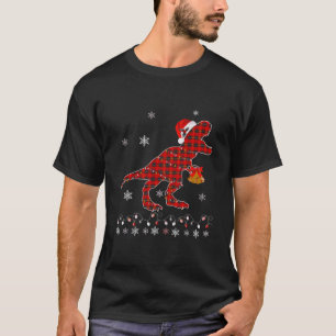 T-shirt T Rex Plaid Red Buffalo Dinosaur Pajamas de Noël