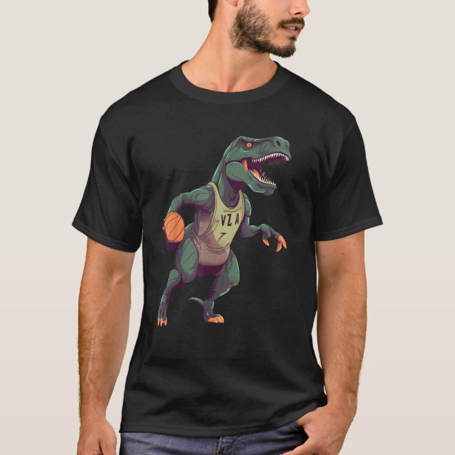 T-shirt T Rex playing Basketball Coach Dino Trex Rex Sport (Devant)