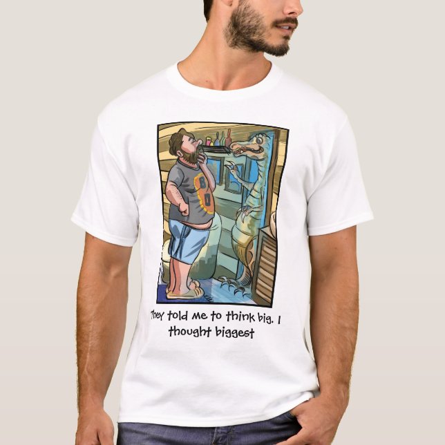 T-shirt T-Rex Réflexion : Penser plus grand que grand (Devant)
