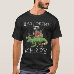 T-shirt T Rex Rennes de Noël Mangez Boire et soyez Joyeux