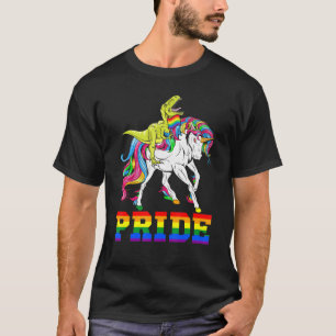 T-shirt T-Rex Riding Unicorn Pride Lgbt Drapeau Correspond