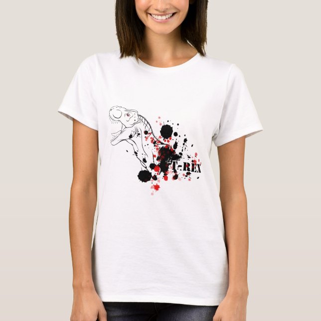 T-shirt T-Rex (rouge et noir) (Devant)