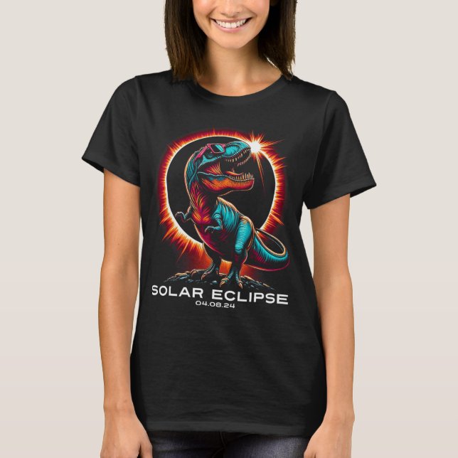 T-shirt T-rex Solar Eclipse Wears Sungles 8 avril 2024 (Devant)