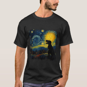 T-shirt T Rex Starry Nuit Van Gogh Dinosaus Cadeaux Hommes