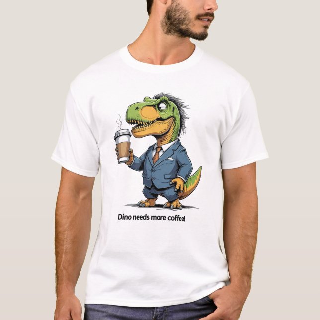 T-shirt T-Rex surmené avec du café (Devant)