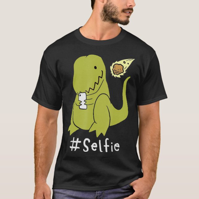 T-shirt T-Rex Taking Selfie Dinosaur Dino Cool Cute (Devant)