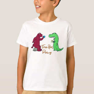 T-shirt T-Rex Tea Party Shirt - Dinosaur Birthday Tea