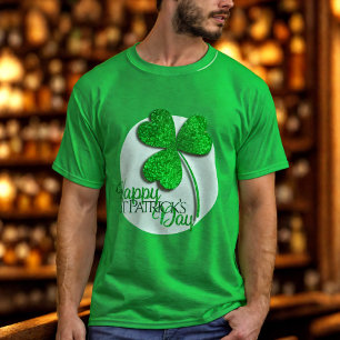 T-shirt T-S Happy St Patrick’s Day Trèfle Pailleté Vert