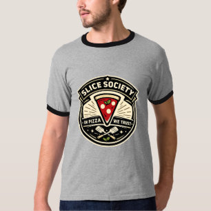 T-shirt T-Shi Streetwear Badge Vintage Pizza Société Slice