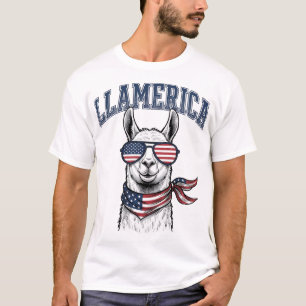 T-shirt T-Shir à gravure vintage lama patriotique de Llame