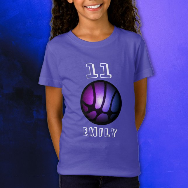 T-Shirt T-Shir de balle de basket-ball en métal rose viole (Créateur téléchargé)