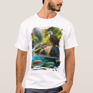 T-shirt T‑Shirt Aigle au‑dessus d'un ruisseau de montagne