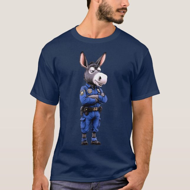 T-shirt T-Shirt, âne policier (Devant)