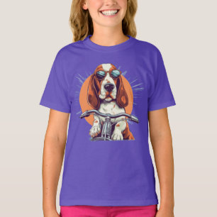 T-shirt T-Shirt, basset cool caricature hound biker