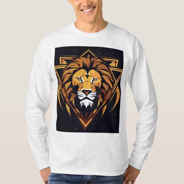 T-shirt "T-shirt blanc en forme de Lion majestueux" (Devant)