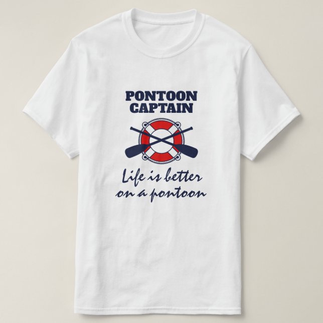 T-shirt T-Shirt, capitaine de bateau Pontoon, avec une cit (Design devant)