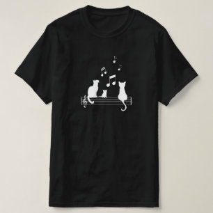 T-shirt T Shirt Chat Noir Note Musique partition humour