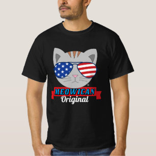 T-shirt T Shirt Chat Patriotique Original MEOWICAN Pun