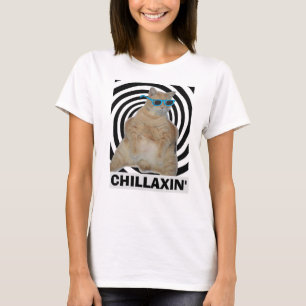 T-shirt T Shirt CHILLAXIN' Chat Manx Gras avec Lunettes de