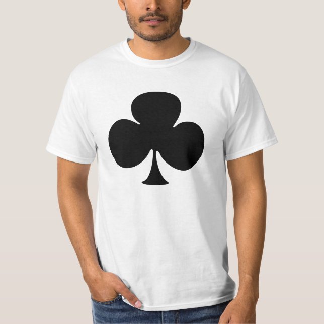 T-shirt T-shirt, club noir, symbole de carte de jeu (Devant)
