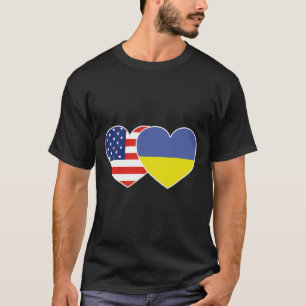 T-shirt T Shirt Cœur Jumeau Drapeau Ukraine Usa Pour Ukrai