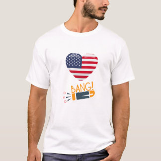 T-shirt T-Shirt- Coeur patriotique & Bang! Dessin