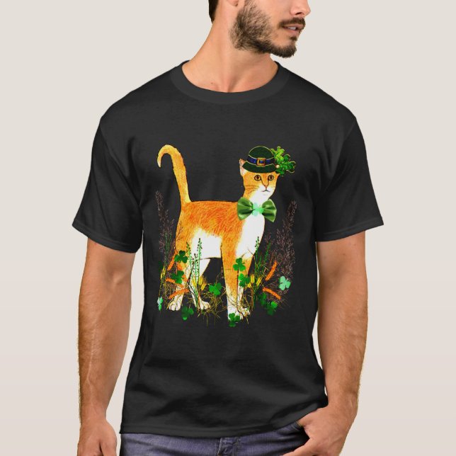 T-shirt T Shirt de Chat de la Saint-Patrick  (Devant)