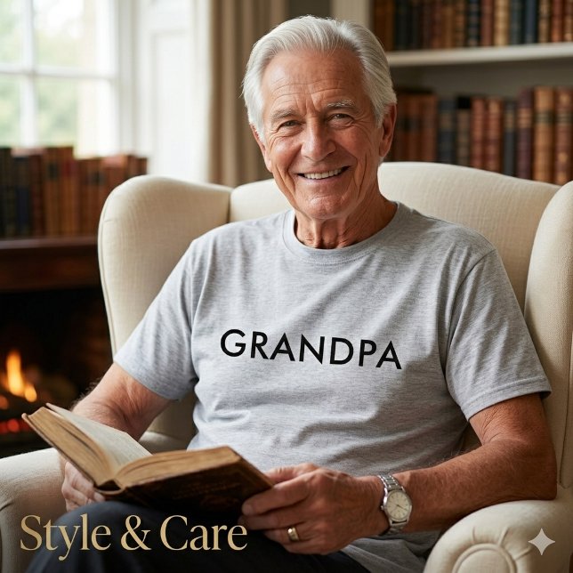 T-shirt T Shirt Déclaration Grand-père Texte Personnalisab (Grandpa Statement T Shirt Customizable Text Design)