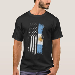 T-shirt T Shirt Drapeau Américain Argentin - Argentine Éta