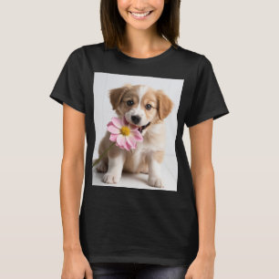 T-shirt "T-Shirt Floral Pup Love - Chien mignon & Fleurs"