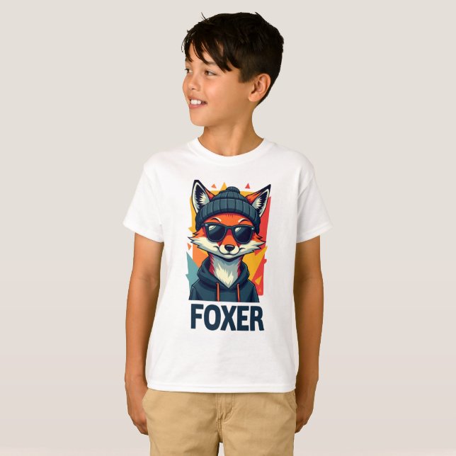 T-shirt "T-Shirt Foxer Enfants - Fun & Jouer Fox Design po (Devant entier)